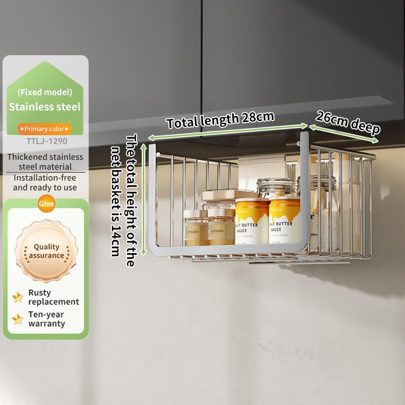 

Bathroom Multi-purpose Cabinet Under Shelves Kitchen Stainless Steel Retractable Hanging Basket Storage Organization Accessories