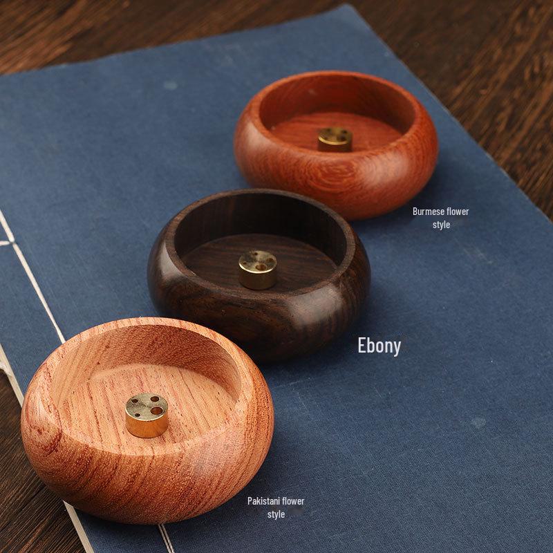 Suport Poros pentru Tămâie din Lemn de Palisandru – Mini Agarwood Vertical Ebonit Design Rotund