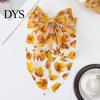 Fall Outfit Accessories Maple Leaf Hair Bows for Women Girls, Autumn Leaves Clips, Large Bowknot Ponytail Holder Barrettes, Gold Hairpin with