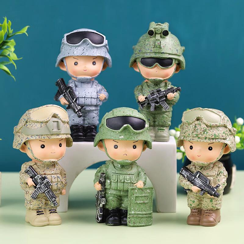 

Military Retirement Gift - Set of 6 Cartoon Soldier Figurines