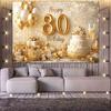 Luxury White Gold 80th Birthday Photography Backdrop Foil Number Balloon Cake Champagne Gift Box 80th Anniversary Party