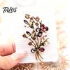 Women Brooch Pin Vintage Flower Pin, Floral Wreath Lapel with Colorful Rhinestones, Jewelry Accessory for Clothing Dress Coat Bags Scarves