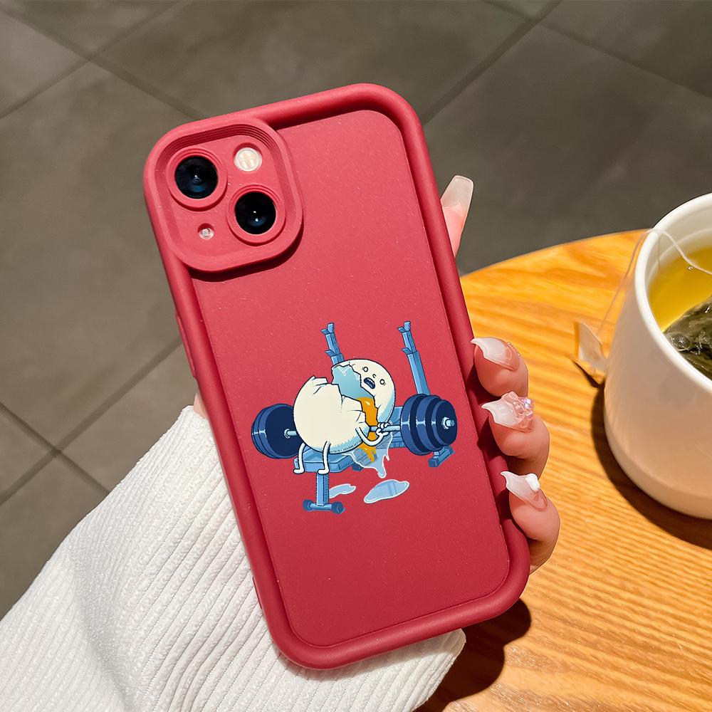 Für iPhone 16 15 14 13 12 11 Pro Max XS Max XR X SE 8 7 Interessantes Ei Gewichtheben Weiches Silikon Vollständiger Objektivschutz Handyhülle