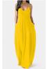 2022 European Summer Plus Size Women's Solid Color Deep V Spaghetti Strap Long Dress