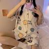 Cartoon Pajamas Women's Summer New Ins Japanese Cute Crayon Small New Loungewear Printed Thin Short-sleeved Suit
