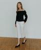 REORG Pap Off Shoulder Tie Blouse Black
