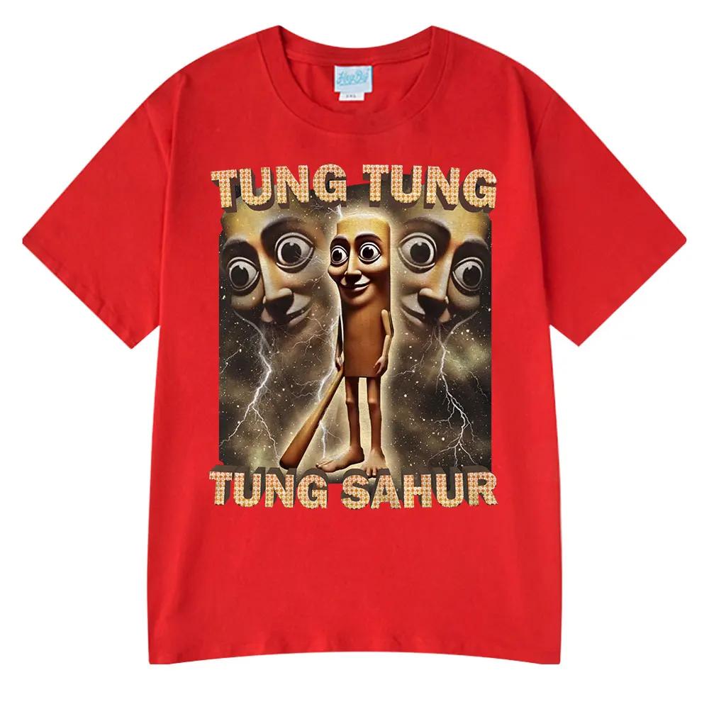 Tung Tung Tung Sahur Vtipné Meme Tričko s Baseballovou Pálkou Pánské Oblečení Módní Humor Styl Trička Unisex Letní O-výstřih Topy Tričko