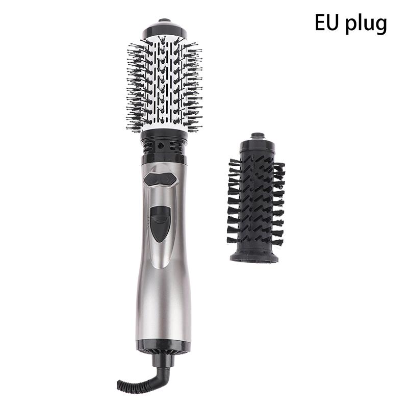 

Hair Dryer Brush 2 In 1 Hot Air Spin Brush Curling Straightening Styling Auto-Rotating Ionic Round Blow Hair Dryer Volumizer EU Plug сірий колір
