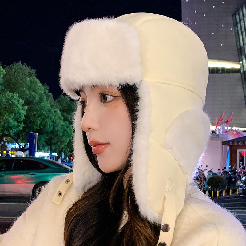 Unisex Sports Balaclava Hat with Ear Warmer - Furry Thermal Trapper Hat with Elasticity for Winter Outdoor Activities