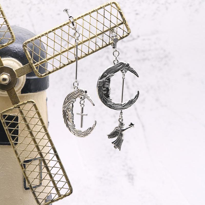 Cercei cu agrafă în cruce Gothic Punk Retro Moon Angel