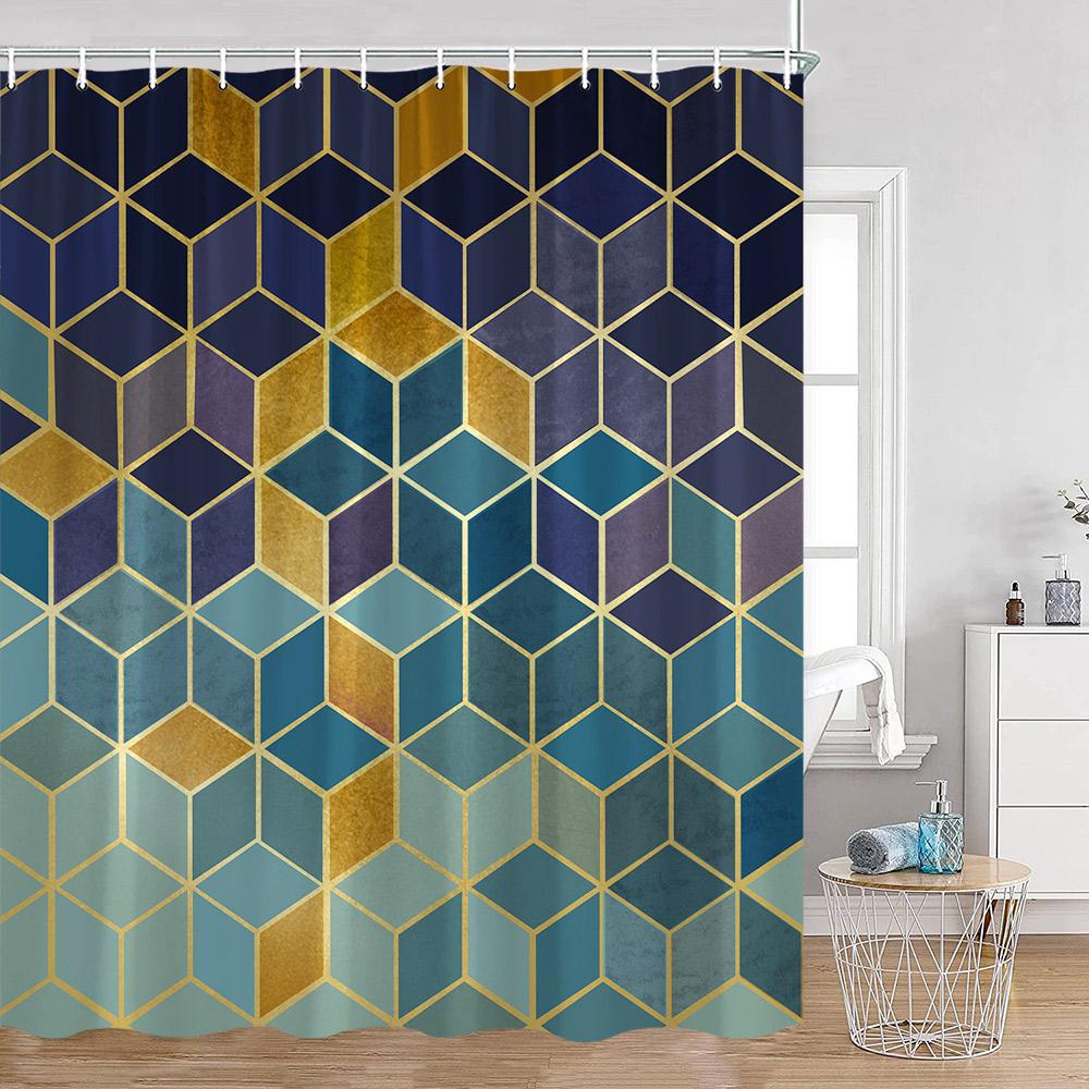 

Abstract Geometric Shower Curtains Black White Art Square Pattern Bathroom Decorations Nordic Minimalist Bath Curtain With Hooks W60H190(CM)-1 Pcs