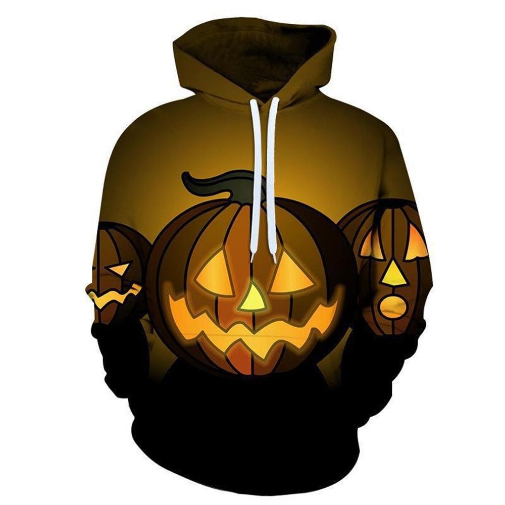 Spring and Autumn Pumpkin Halloween 3D Digital Printing Men and Women Casual Fashion Hooded Sweatshirt
