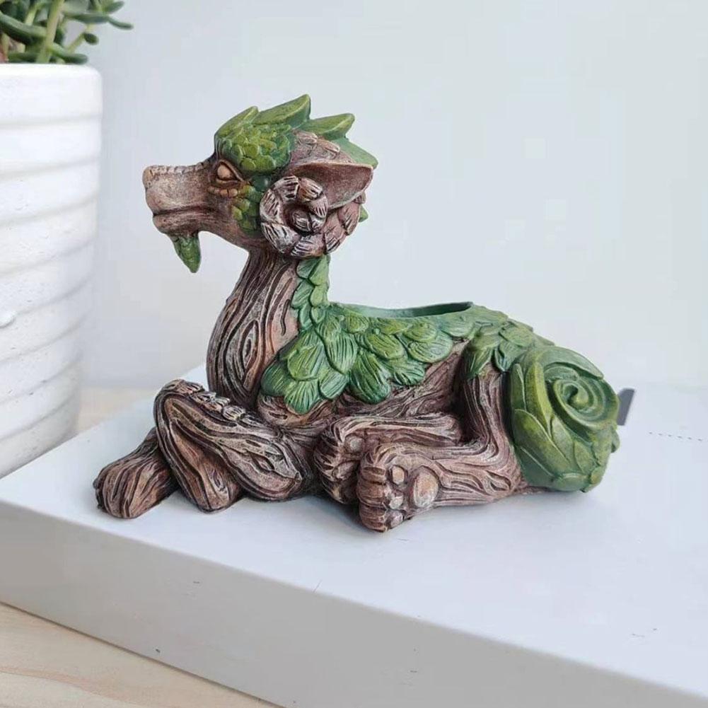 Creative Dragon Tree Succulent Planter Resin Garden Statue Unique Succulent Pot Decorative Plant Pot Gift for Nature Lovers Pot