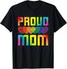 T-shirt Grafica con Cuori Arcobaleno LGBT Mamma Orgogliosa Cotone Manica Corta per la Festa della Mamma
