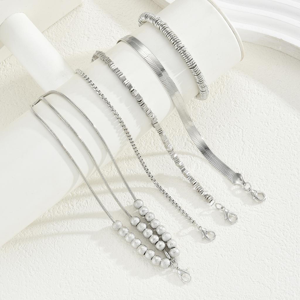 7Pcs Crushed Bead Stackable Bracelet Set for Women Trendy Mixed Texture Fragmented Bead Chain Fashion Daily Wear Jewelry Gifts