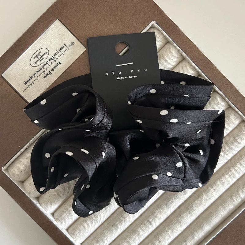 

Корейские резинки-скранчи в крупный горох для девочек, эластичные резинки для волос, женские большие резинки для волос, черное кольцо для волос, веревка, повязки для волос, головной убор