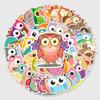 50pcs Cute Owl Cartoon Stickers for Children's Journals, DIY, Skateboard, and Luggage – Waterproof and Fun!