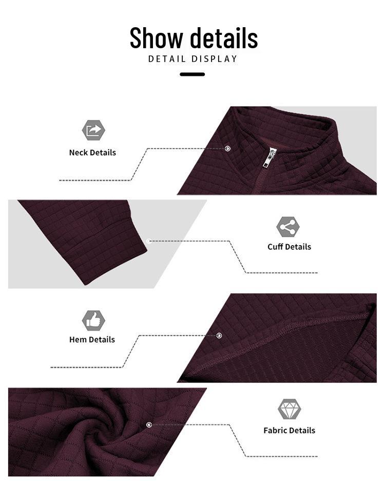 Herren Freizeit Jacquard Stehkragen Halbreißverschluss Sweatshirt für Frühling & Herbst