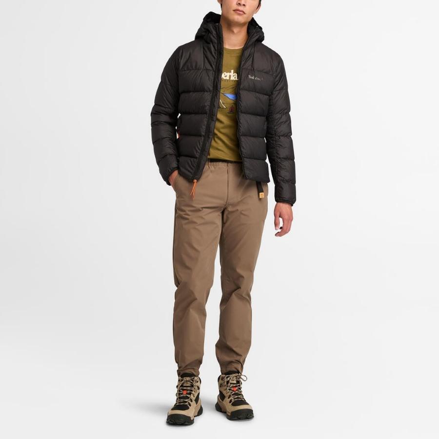 Timberland Geacă de puf cu glugă rezistentă la apă pentru bărbați Geacă Neagră A5M6P-001