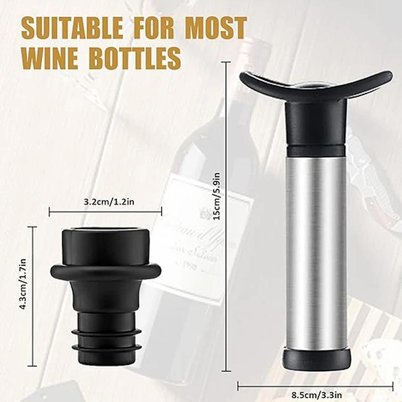 Stainless Steel Manual Vacuum Pump Wine Saver Reusable Wine Bottle Stopper Sealer Keep Wine Fresh Advanced Wine Stoppers