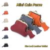 Cow Leather Kiss Lock Leather Wallet Keys/Lipsticks/Earphone Small Item Bag Mini Coin Purse  Women