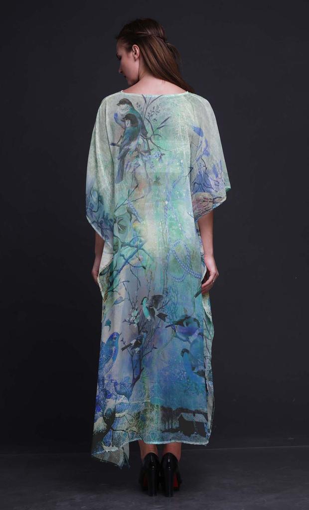 Phagun Sparrow Bird Long Caftan Maxi Dress Beach Swimwear Cover Up Womens