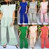 Two-piece Women's Casual and Fashionable Suit with A Cutout Top and Loose, Elastic, and Elastic Waist Pants