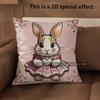 2D Cute Bunny Dress Pattern Cushion Covers Pattern Cushion Cover Suitable For Sofa Bedroom Car Pillow Cover