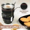 1pc Camera Lens Mug Photographer Gifts Lens Coffee Cup Stainless Steel Black Camera Cup with Leakproof Kitchen Tools