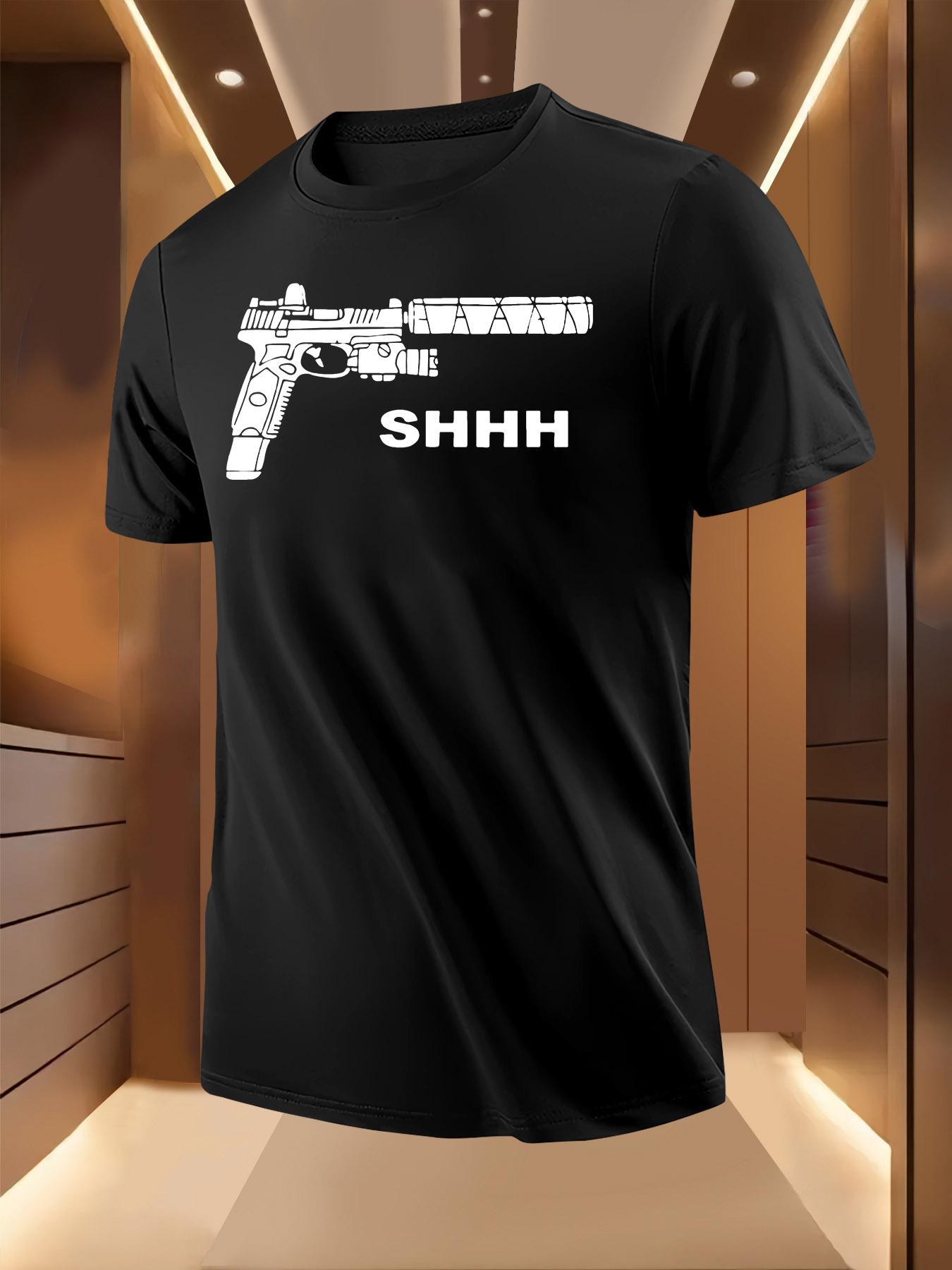 Graphic Tshirt - SHHH Gun Print Design XXXL