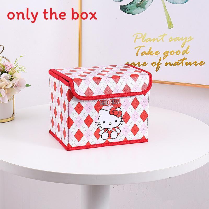Hello Kitty Kuromi Cinnamoroll Melody Gittermuster Faltbare Klapp-Aufbewahrungsbox für Büro und Schlafzimmer