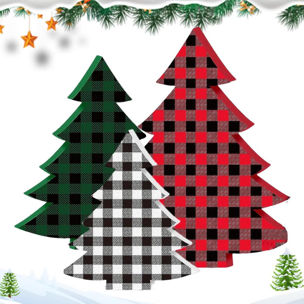 Christmas Tree Decor Tabletop 3 Pieces Festive Decoration Holiday Desktop Ornament For Home Office Living Room Bedroom Mantel