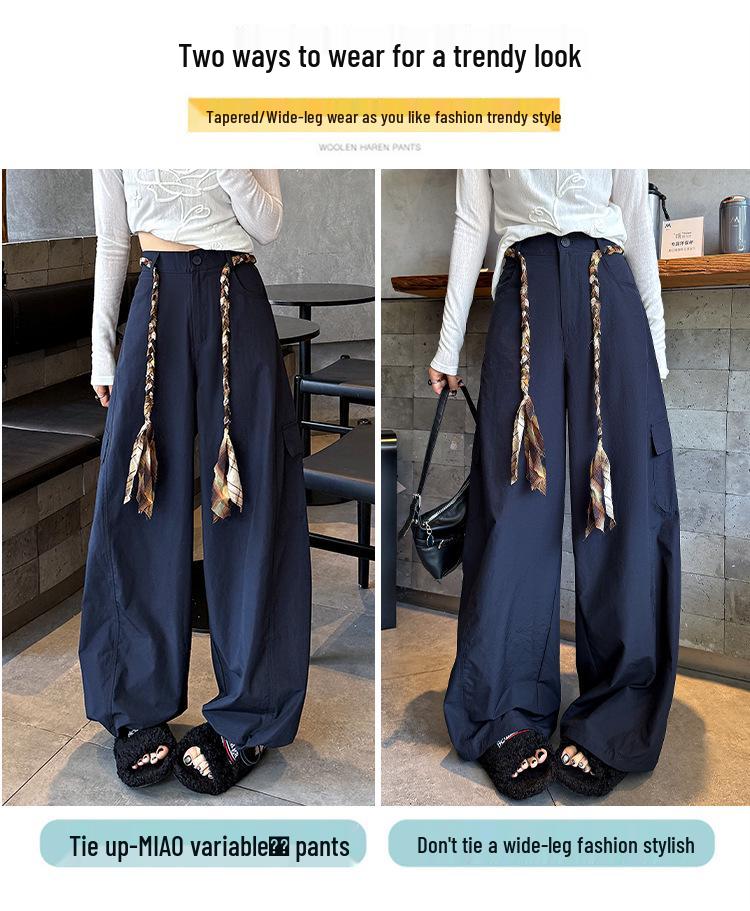 American Style Wide-Leg Woven Belt Pants: Women's 2026 Spring/Summer Casual Workwear