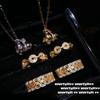 Jewelry, Mango Star Gourd Diamond Pendant Necklace, New Chinese Style, Copper Coin Arrangement Zircon Ring, Set.