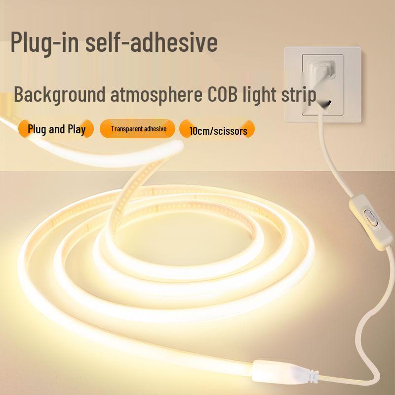 Süper Parlak 220V Silikon COB Su Geçirmez LED Şerit Işık - Karanlık Alan Yok, İç/Dış Mekan Kullanımı