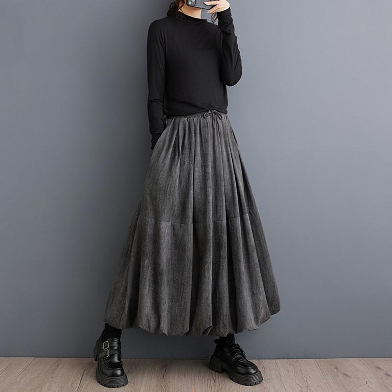 Gonna Lunga Casual Larga a Vita Alta Vintage Primavera Autunno per Donna Gonne Gonna Donna