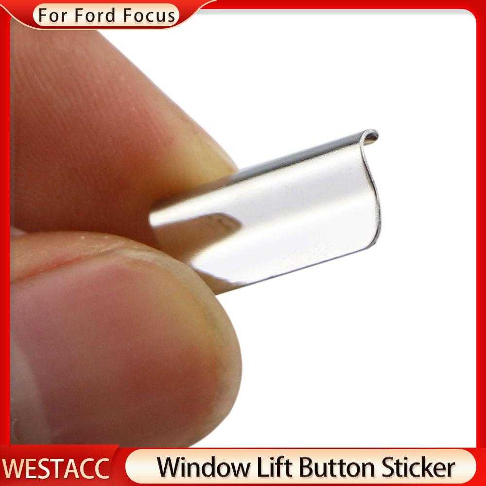 7 Stück/Set ABS Chrom Auto Fensterheber Knopf Pailletten Zieraufkleber für Ford Focus 2 MK2 3 MK3 2005 - 2018