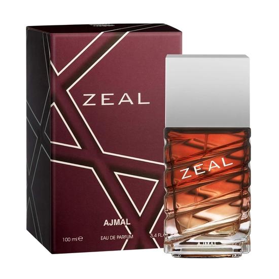 Ajmal Zeal EDP Parfum Aquatique Boisé 100ml pour Homme et Aura Huile de Parfum Concentrée Florale Fruitée Sans Alcool Attar 10ml pour Unisexe