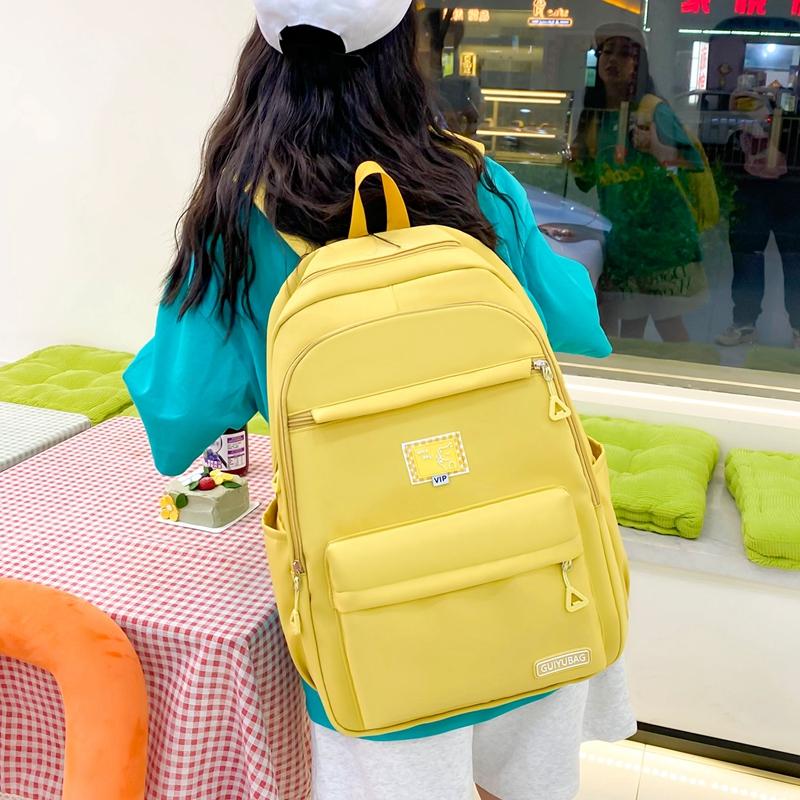 Fire-delt ryggsekksett Dame Campusryggsekk Ensfarget Student Skolesekk