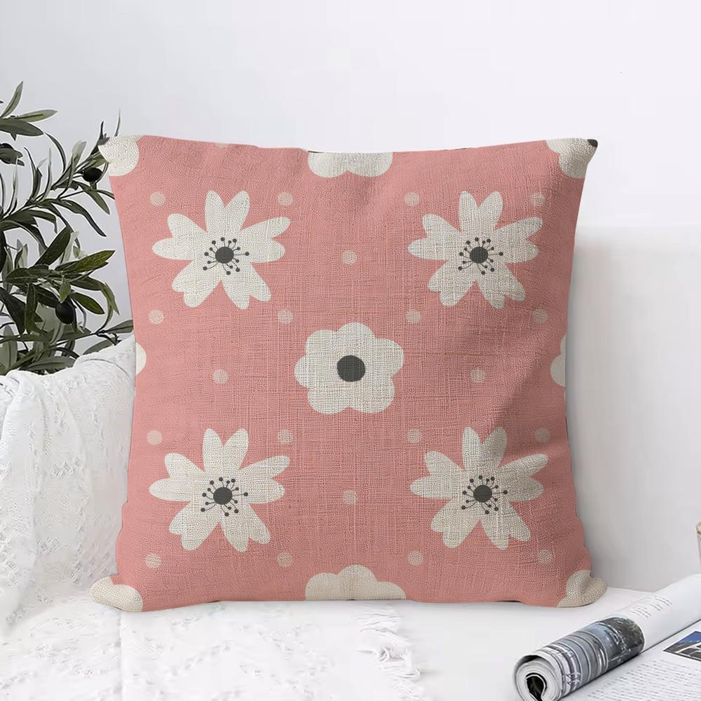 Spring and Summer Floral Cushion Cover Breathable Linen Pillow Cover SkinFriendly Home Decor Pillowcase with Hidden Zipper