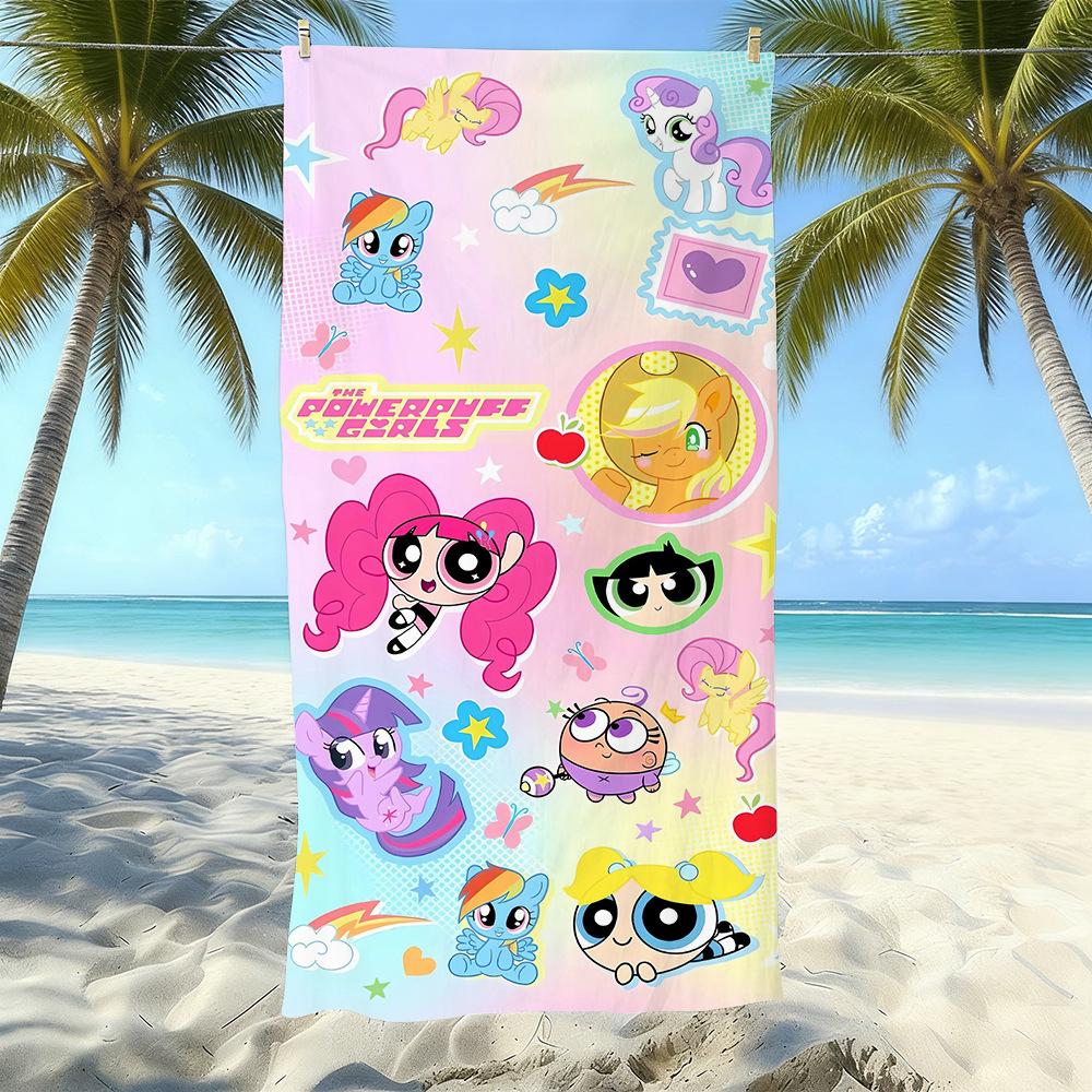 Cartoon Flying Little Policewoman Microfiber Beach Towel Quick-Drying Water-Absorbing Children'S Swimming Bath Towel Travel Portable Large Ruler