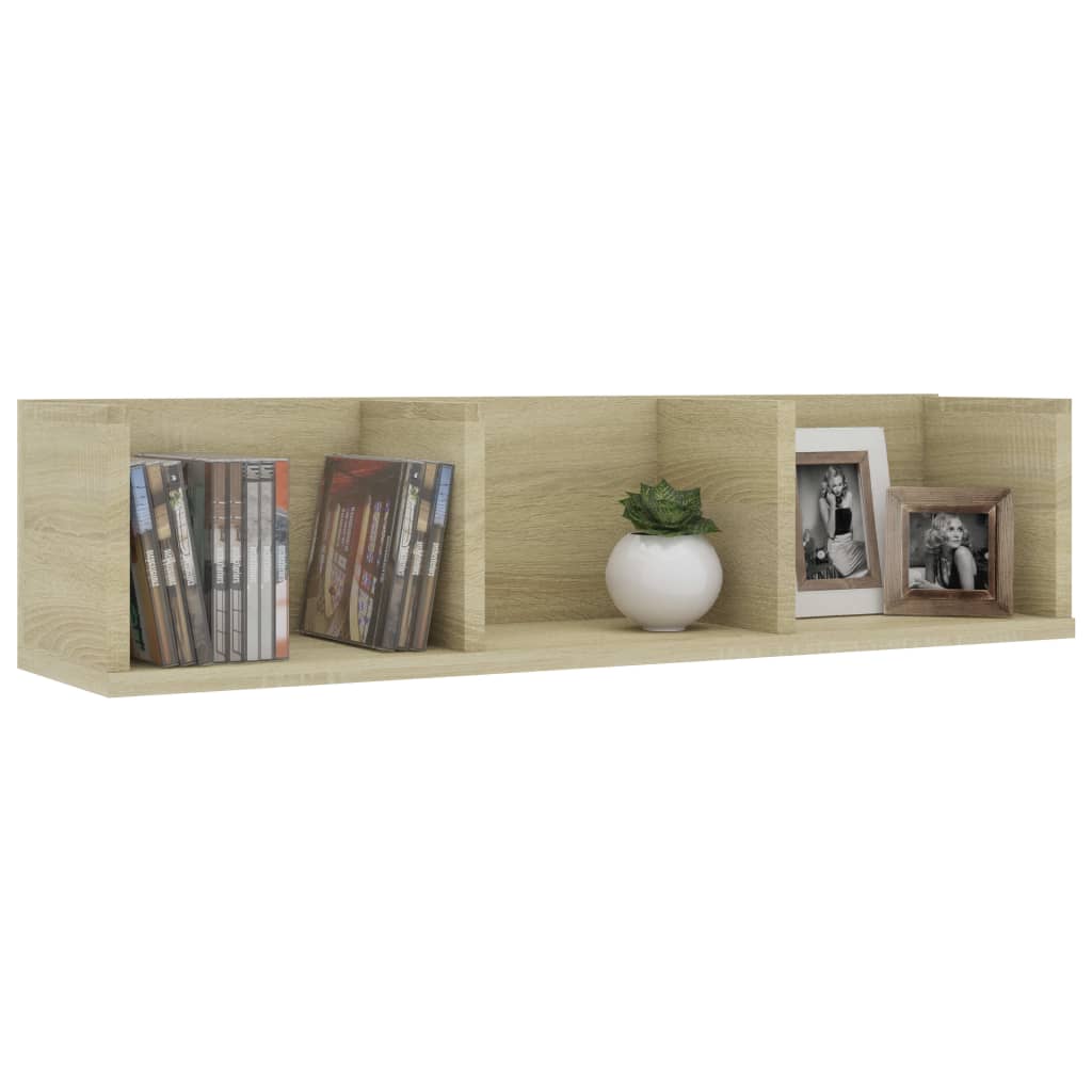 CD Wall Shelf Sonoma Oak 75 x 18 x 18 cm Particleboard