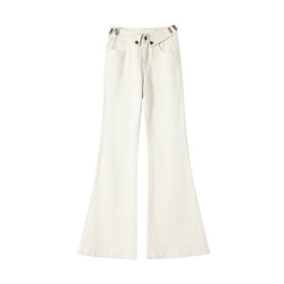 Hochtaillierte leicht ausgestellte Jeans für Damen, Frühling, Hosen ohne Bein für Damen, Leicht ausgestellte Hosen für Damen, Figurbetonend und locker