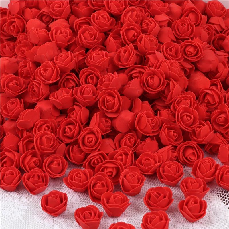 500/100PCS Artificial Rose Flowers Head DIY Red Foam Rose Heads Teddy Bear Bouquet for Valentine's Day Wedding Party Home Decor