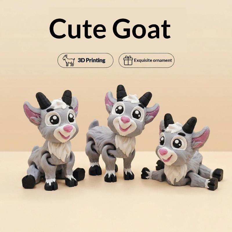 3D Printed Cute Little Lamb Toy Realistic Animals Goats Model Movable Joints Home And Office Desk Ornament Kids Toy Gift