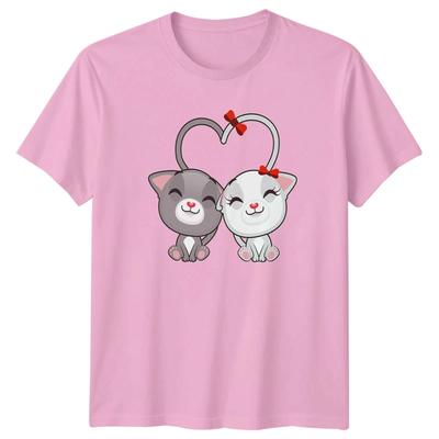 Two Cute Cats Making A Heart T-Shirt Cat Lover Couple Valentines Day Gift