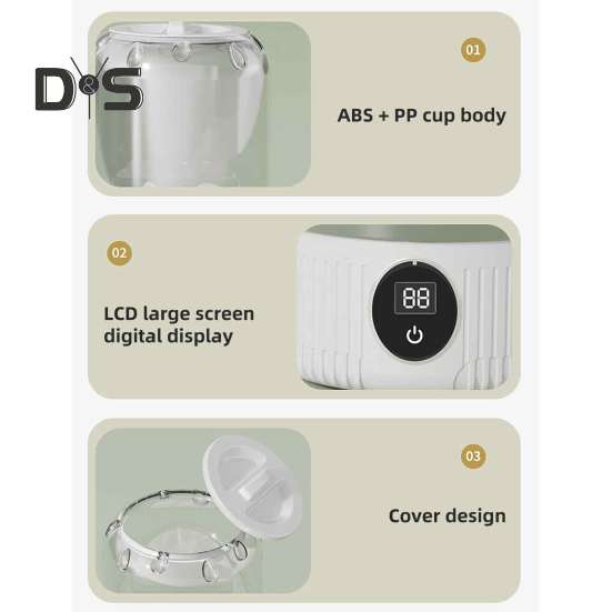 Mini Washing Machine Portable Underwear Washer Digital Display Large Capacity Rechargeable Compact Cordless Socks Laundry Machine
