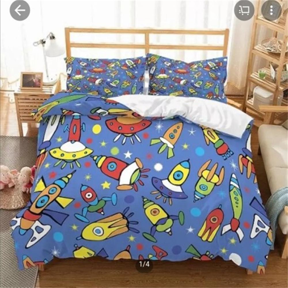 3D Astronaut Bettbezug Set Galaxie Stern Bettwäsche Set Polyester Bettdeckenbezug Mädchen Kinder Schlafzimmer Dekor King Size mit Kissenbezug