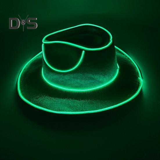Light Up Cowgirl Hat Wireless Neon Western LED Cowboy Cap Luminous Flashing Light Bar Hat for Halloween Party Supplies