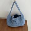 Knitted Tote Bag For Women Soft Shoulder Bag Daily Commuter Versatile All Match Handbag Double Sided Bow Underarm Purse
